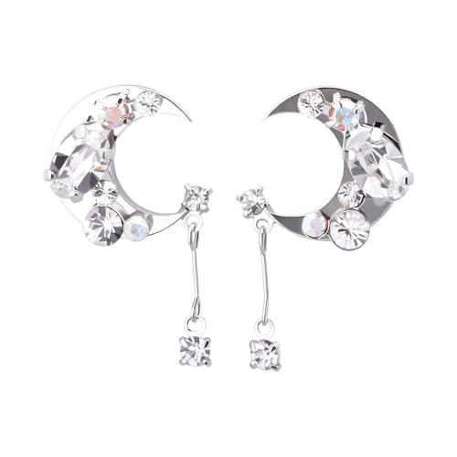 LOKUMI Preciosa Crystal Crescent Earrings | Nickel-Free Hypoallergenic Bijou Earrings | 24K Gold, 18K Pink Gold & Silver Plated, 4 Colors tp-60 - color: Silver Plated & Crystal
