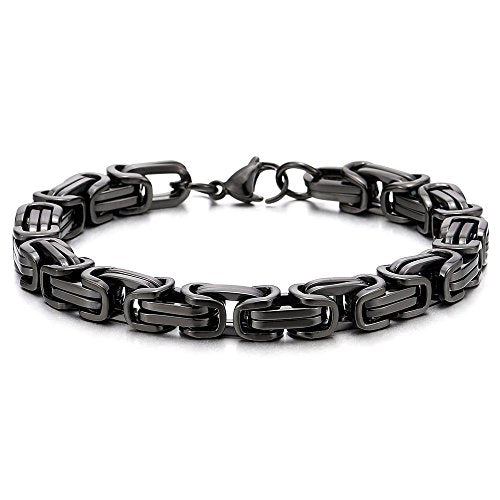 COOLSTEELANDBEYOND Mens Women New Stainless Steel Braided Link Bracelet Polished - color: C-Metal Color: Black