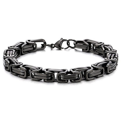 COOLSTEELANDBEYOND Mens Women New Stainless Steel Braided Link Bracelet Polished - color: C-Metal Color: Black