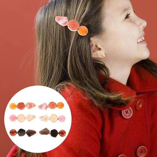 Geometric Marble Acrylic Hair Clip Set 6pcs, Polygonal Snap Barrettes for Women, Stylish Hair Accessories for Everyday and Party Wear