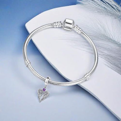 TCHYUN Spread Angle Wings Dangle Charm 12 Birthstone Bead for Pandora Bracelet Women Gift - style: Jun