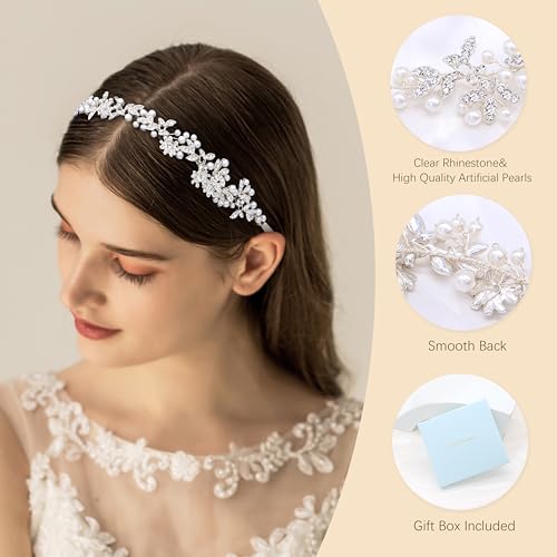 Bridal Headbands Crystal Pearl Hair Vines Bohemian Style Wedding Headpieces For Bride Wedding Hair Accessories - color: Silver