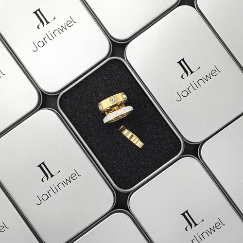 Gold Silver Rings for Women Dainty 18K Gold Plated Cubic Zirconia Stacking Rings for Women Thumb Ring Set Love Friendship Dual Band Rings Promise Wedding Engagement Rings - color: Gold