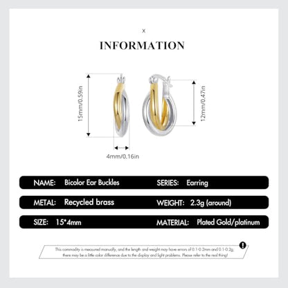 14K Gold Plated Two-Tone Oval Hoop Earrings for Women, Water Drop Design Lightweight Huggie Earrings,925 Sterling Silver Posts Double Drop Chunky Hoops Hypoallergenic Ear Buckles - color: Silver Gold