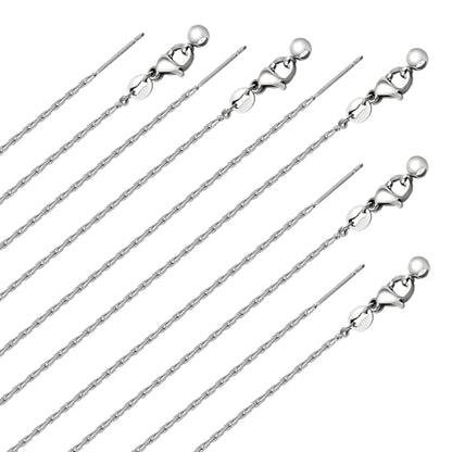 GTVOODX 10Pcs Adjustable Necklace Chains Silver Stainless Steel 0.75mm Rectangle Cable Chain Bulk with Lobster Clasps for DIY Jewelry Making - color: Sliver Rectangle Cable