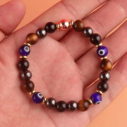 KSQS Healing Stone Bead Bracelet for Women, Natural Gemstones Balance Protection Bracelet, Spiritual Crystal Beads Bracelet Anxiety Relief with Meaning Card - color: Evil Eye Protection