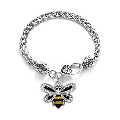Silver Customized Charm Bracelet with Cubic Zirconia Jewelry - style: Bumble Bee
