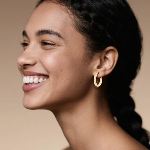 14K Gold Hoop Earrings for Women 14K Gold Earrings Jewelry Spiral Cubic Zirconia Thick Hoops Hypoallergenic Womens Huggie Earring 20/25/30/35MM - size: 25MM