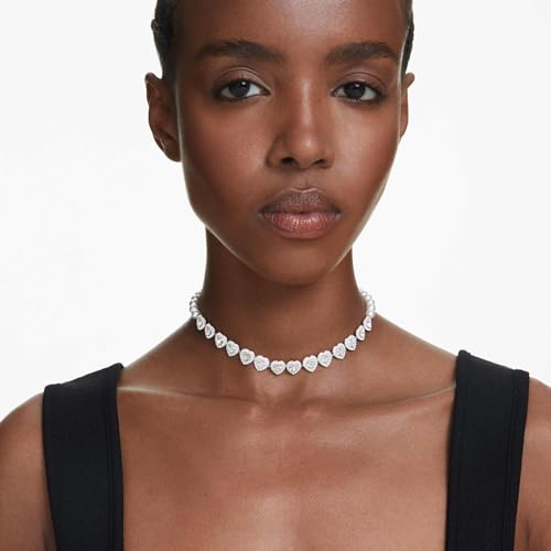Swarovski Ariana Grande Collection, Clear Crystal & Pearls, Rhodium Finish, Necklaces, Earrings and Bracelets - color: Heart Crystal Choker