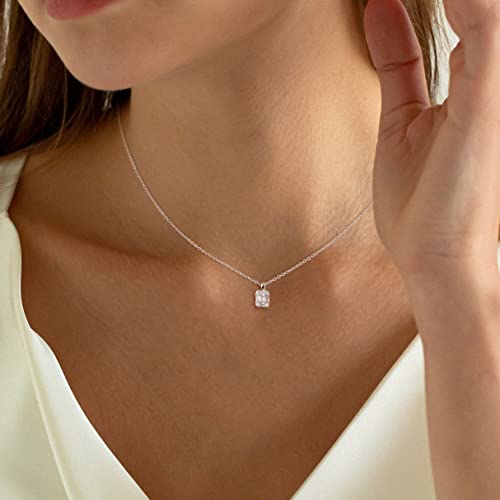 Tewiky Pendant Necklace for Women 14k Gold Plated Chain Choker Necklaces | Dainty Necklaces,Aesthetic Simple Necklace,Jewelry Gifts for Women - color: cz pendant silver