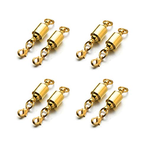 Zpsolution Screw Locking Magnetic Clasps for Necklaces and Bracelets | Easy to Use, 6mm Barrel Type, Light and Small, Magnetic Jewelry Clasps - color: Small Gold 8pcs