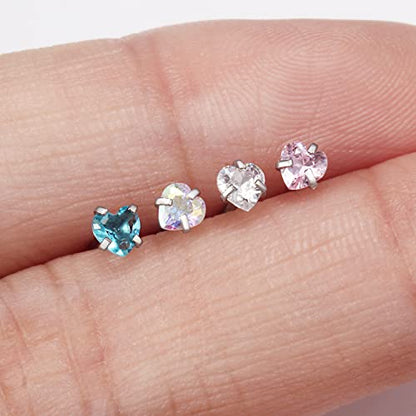 20G 18G 16G Cubic Zirconia Nose Rings Studs 316L Surgical Steel Hypoallergenic Nose Piercings Jewelry for Women Men CZ 2mm-3mm 24 Pcs - color: D-2:18G L Shaped + Silver Tone