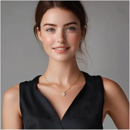 S925 Sterling Silver 14K Gold Necklace for Women Teardrop Cubic Zirconia Dainty Necklace Imitation Diamond Pear Cut CZ Pendant Necklaces for Women 18+2 Inch Jewelry Gift for Her - color: Gold