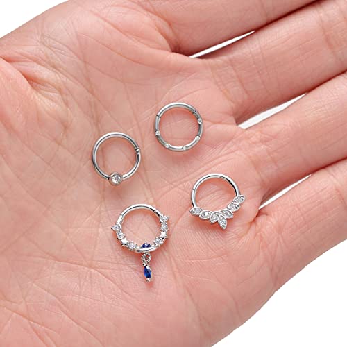 6-8Pcs 20G-18G-16G-14G Stainles Steel Clicker Ring Seamless Lip Nose Daith Cartilage Helix Tragus Hoop Ring - style: A2:10MM