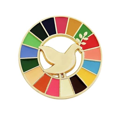 Brooches for Women,Peace Dove Pattern Lapel Pin United Nations Brooch With 17 Colors Sustainable Development Goals Badge Clothes Decoration, Size reference picture