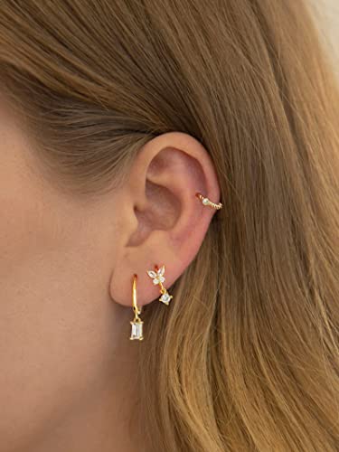 DAILY VIBES Dainty Butterfly Cross CZ Small Huggie Hoop Earrings for Women | Hypoallergenic, 14K Gold Plated Hoops, Tiny Cubic Zirconia, Cartilage Hoop Earrings for Women Trendy - color: Butterfly B