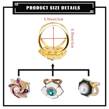 3pcs Fashion Scarf Ring Clip 3 Rings Silk Scarves Clip For Women Shawl Clip Buckle Gold Smooth Scarf Brooches Buckle - color: Scarf clip H-3PCS