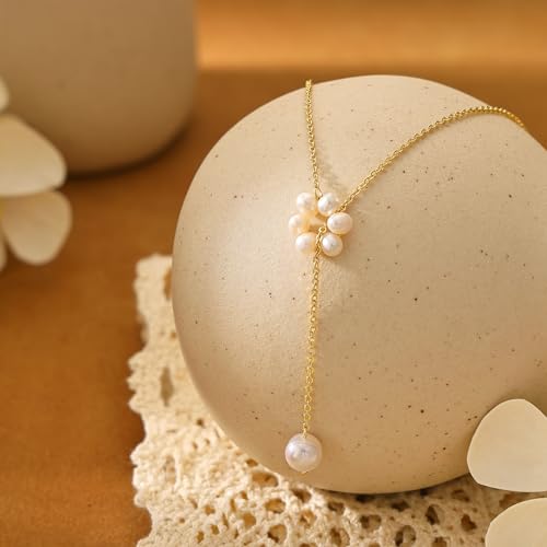 CHESKY Lariat Necklace for Women，14k Gold/Sliver Plated Layered Necklace | Gold/Sliver Long Necklace，Dainty Cross Pendant, Wedding Y-Shaped Drop Chain, Waterproof Jewelry Gift for Women Everyday Wear - style: Ypearl