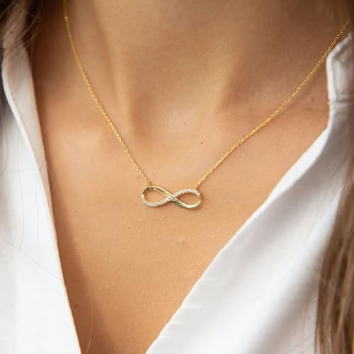 LLWOM Gold Necklace for Women-14k Gold Plated Infinity Necklace Star Of David Necklace Evil Eye Cross Pendants Heart Dainty Gold Necklace For Women - color: Gold-CZ Infinity