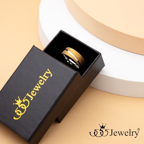 555Jewelry 4mm Sandblast Stainless Steel CZ Wedding Band Ring for Women & Men - color: Rose Gold Style 3