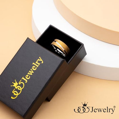 555Jewelry 4mm Sandblast Stainless Steel CZ Wedding Band Ring for Women & Men - color: Rose Gold Style 3