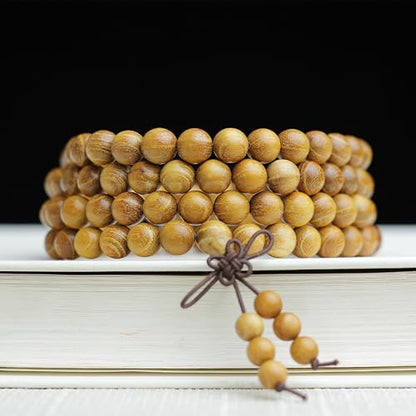 Zen Dear Natural Golden Sandalwood Mexican Bocote Mala Prayer Bead Bracelet Link Wrist Necklace Mala Beads - style: 8mm 108 beads