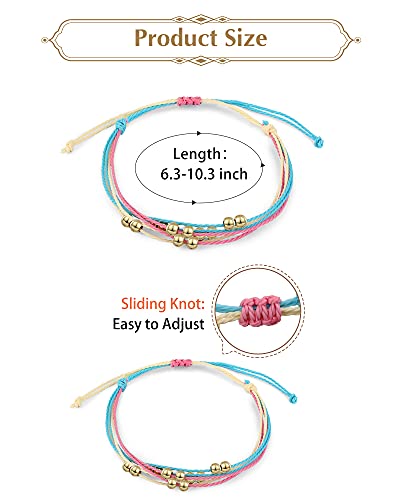 Hicarer 21 PC Surfer Wave Friendship Bracelet Set Waterproof Adjustable Boho Beach String Anklets Bulk, Summer Gift for Women - style: Minimal