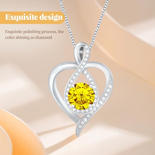 925 Sterling Silver Infinity Heart Necklace for Women, Rhodium Plated Cubic Zirconia Pendant Gift for Girlfriend Wife Mom - Anniversary Valentine's Day Birthday Present with Elegant Gift Box - color: Silver-11-Nov