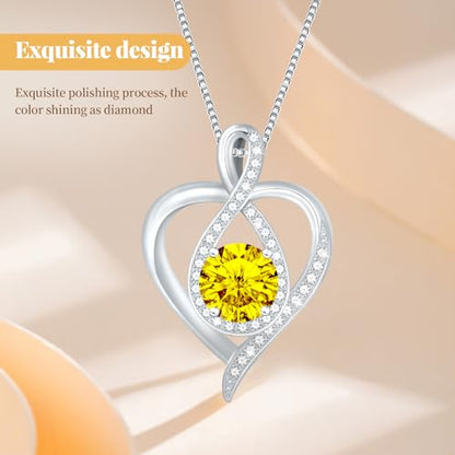 925 Sterling Silver Infinity Heart Necklace for Women, Rhodium Plated Cubic Zirconia Pendant Gift for Girlfriend Wife Mom - Anniversary Valentine's Day Birthday Present with Elegant Gift Box - color: Silver-11-Nov