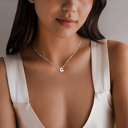 Bubble Gold Initial Necklaces for Women,14K Gold Plated A-Z Initial Necklaces for Women, Chunky balloon letter name Pendant Necklace Fashion Jewelry Gifts - color: G, style: Silver