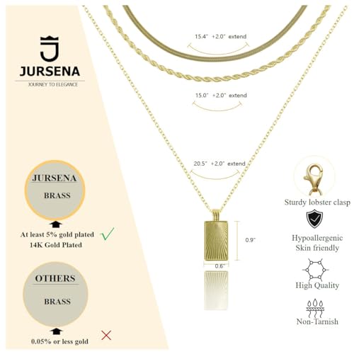 Layered Necklaces for Women | 14K Gold Plated Stackable Choker Necklace Set - Dainty Jewelry Gift - style: 3PCS-Gold Square layered necklaces