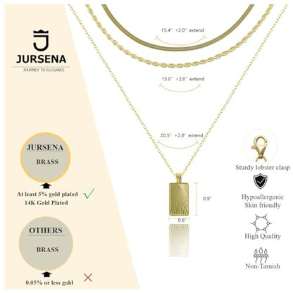 Layered Necklaces for Women | 14K Gold Plated Stackable Choker Necklace Set - Dainty Jewelry Gift - style: 3PCS-Gold Square layered necklaces