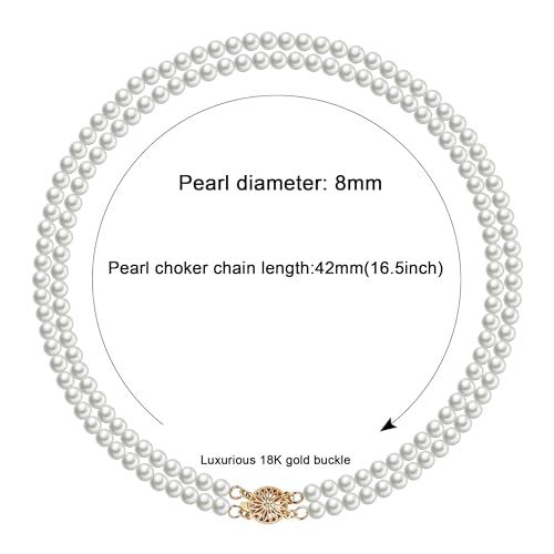 Layered Pearl Necklace for Women Pearl Choker Chain Necklaces - style: Double-Layer