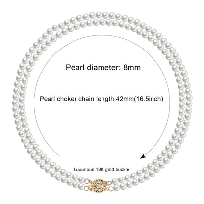Layered Pearl Necklace for Women Pearl Choker Chain Necklaces - style: Double-Layer
