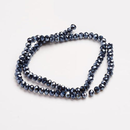 1110pcs Faceted Rondelle Glass Seed Beads 3x2mm Mini Crystal Loose Spacer Beads for DIY Friendship Bracelet Necklace Beading Craft Jewelry Making Ornament, Black Plated - color: Black Plated