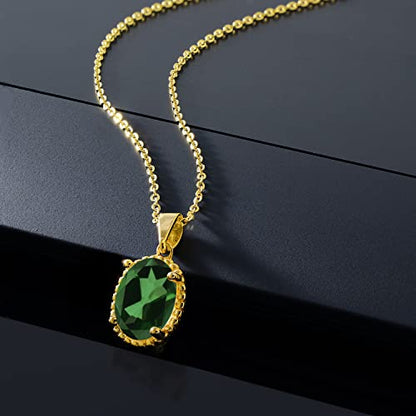 Gem Stone King 11X9MM Oval Gemstone Birthstone Pendant Necklace | 925 Sterling Silver | Solitaire Necklace For Women | With 18 Inch Chain | Fine Jewelry Gifts for Mom Women Wife Her - color: Green Mystic Quartz