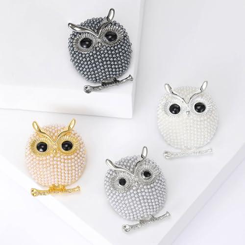 Enamel Bird Brooch for Women Rhinestones Owl/Hummingbird/Eagle/Toucan Lapel Pin Cute Bird Brooches Jewelry Gifts for Mom Wife - color: White-Owl 6