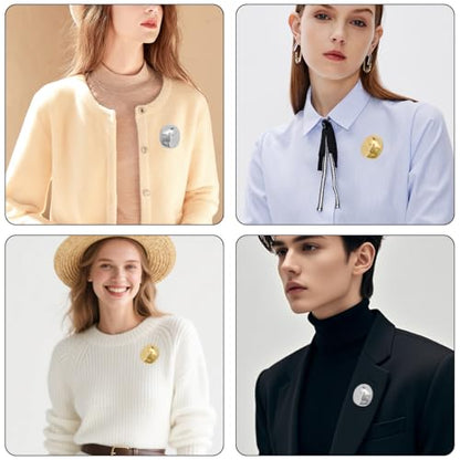 4 PCS Irregular Round Brooch Pins Vintage Metal Geometric Pin for Women | Round Disc Lapel Pin Minimaliast Geometric Waterdrop Shape Durable Incredibly Vversatile for Coat Scarves Shaw