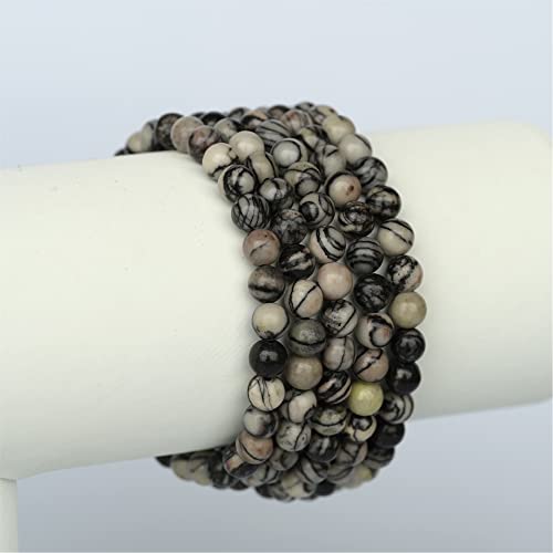 Angelstones Gemstones 6mm Round Beads Healing Crystal Bracelet for women | Natural Gemstone, Handmade Gifts for Women, Healing Crystal Round Beaded Stretch Bracelets, Unisex Jewelry for Women and Men - color: Picasso Jasper