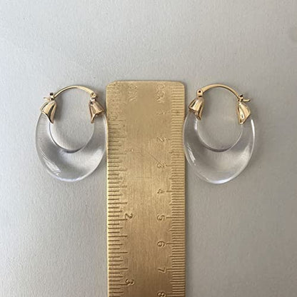 Acrylic Hoop Earrings Geometric Resin Minimalist Statement Chunky Hoops for Women - style: A: oval