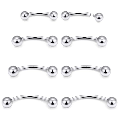 20G 18G 16G 14G 12G 8G 6G 4G 2G Astm F136 Titanium Internal Thread Eyebrow Piercing Jewelry Curved Barbell Vertical Labret Lip Daith Rook Earrings Navel Belly Button Ring Piercing Jewelry - style: 14G, 10mm 12mm 14mm 16mm Length, Ball