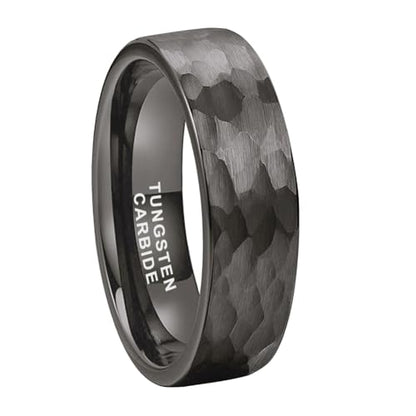 TUTISS 6mm 8mm Silver/Black/Gunmetal/Gold/Rose Gold Hammered Tungsten Rings for Men Women Couple Fashion Jewelry Engagement Wedding Bands Matte Finish Comfort Fit - color: 6mm Gunmetal Tungsten