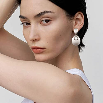 FANZE 2-3 Pairs Clip on Earrings Drop Earrings Set,Big Matte Gold Earrings Statement Earrings Jewelry Gift for Women - color: set-14