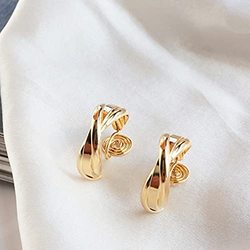 Clip On Hoop Earrings for Women Not Pierced Gold Silver Large Chnky Square Twisted Comfortable Coil Hoop Clip On Earrings - color: Triple Hoop
