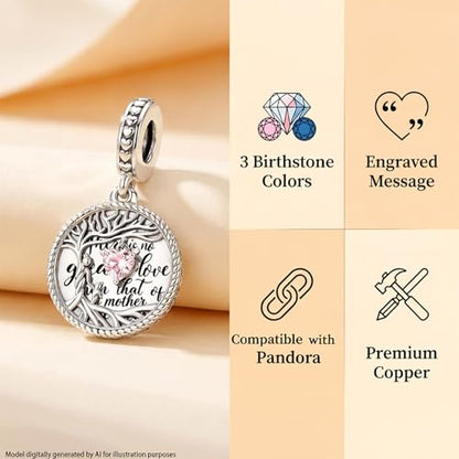 Tree of Life Dangle Charm Mother's Love Pendant Bead Compatible with Pandora Bracelets & Necklaces Women - color: Pink