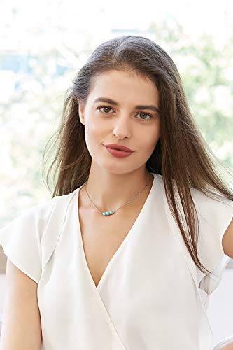 Turquoise or Pearl Bar Choker Necklace Pearl or Turquoise Beads Necklace Jewelry for Women - size: 14 Inch, style: Turquoise Beads