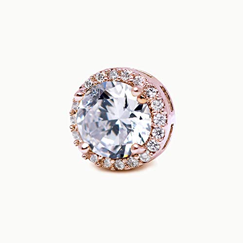 SWEETV Cubic Zirconia Stud Earrings, 8mm Round Cut, Rhinestone Hypoallergenic Earrings for Women & Girls | 9mm Round Cut Hypoallergenic 925 Sterling Silver Stud Earrings for Bridal Bridesmaid Prom Weddings Parties,Silver - color: 02.Rose Gold