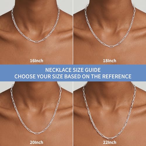 S925 Sterling Silver Necklace for Women, 5mm Sterling Silver Paperclip Chain Necklace Thick Sturdy Colourfast Necklaces Jewelry for Women 16/18/20/22 Inch - color: Silver