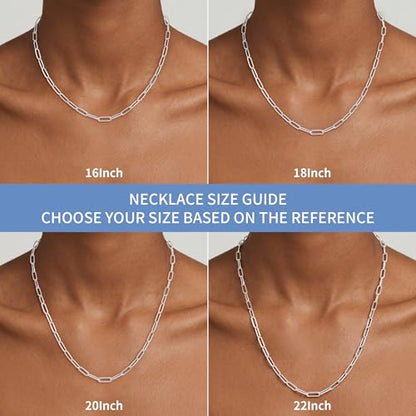 S925 Sterling Silver Necklace for Women, 5mm Sterling Silver Paperclip Chain Necklace Thick Sturdy Colourfast Necklaces Jewelry for Women 16/18/20/22 Inch - color: Silver
