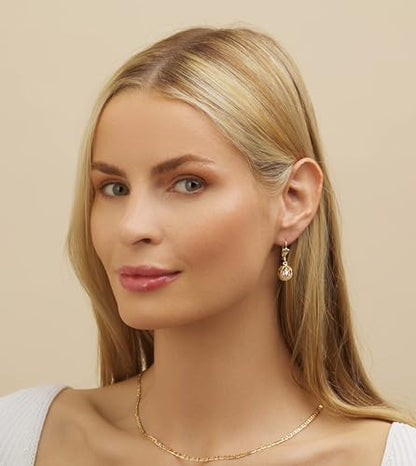 Barzel 18K Gold Plated Pearl Dangling Drop Earrings